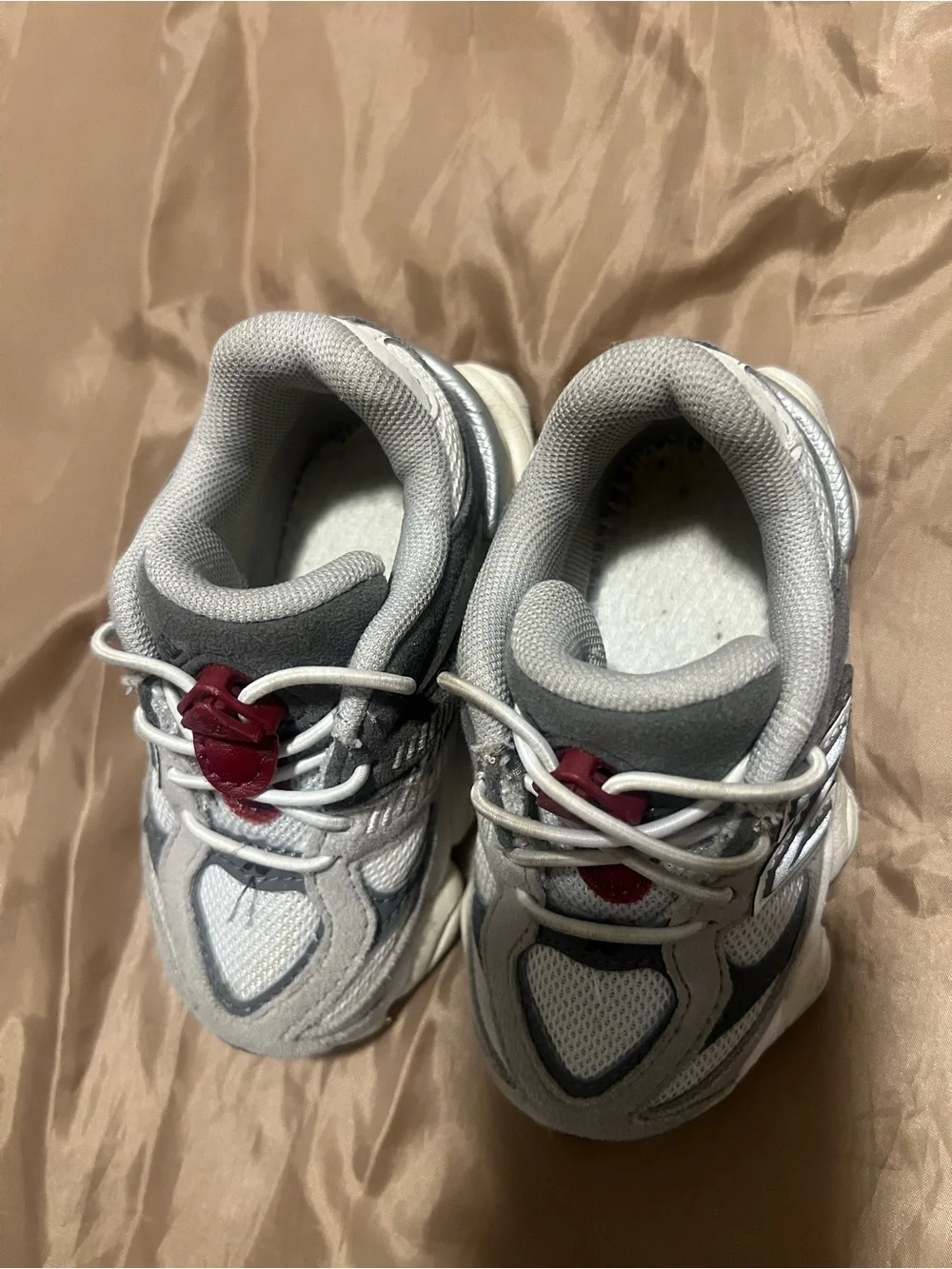 New Balance Kids Gray and White Mesh Suede Sneakers